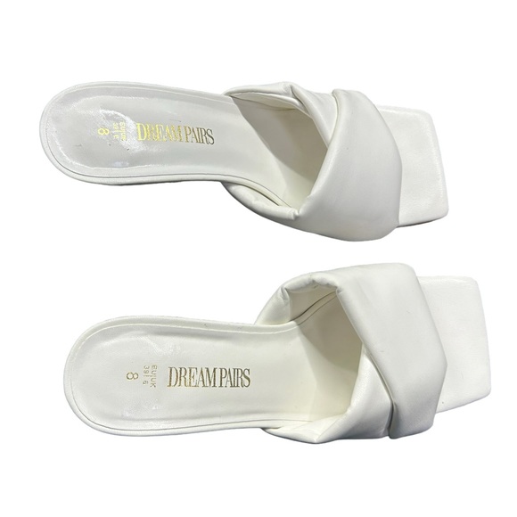 DREAM PAIRS womens whote open toe slip on square toe heels size 8 NWOB - Picture 4 of 9